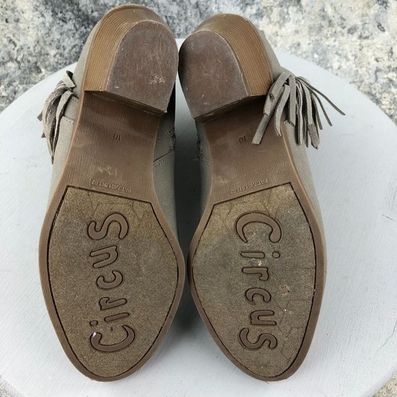 Circus Sam Edelman Women's Size 10M Lennon Grey Leather Fringe Ankle Booties - Picture 10 of 14